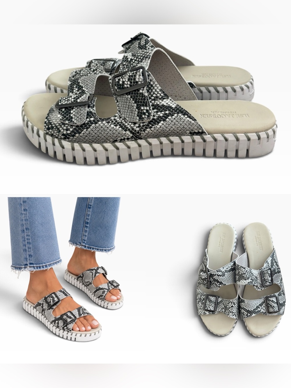 Ilse Jacobsen Tulip Double-Buckle Slide Sandals - Size 40